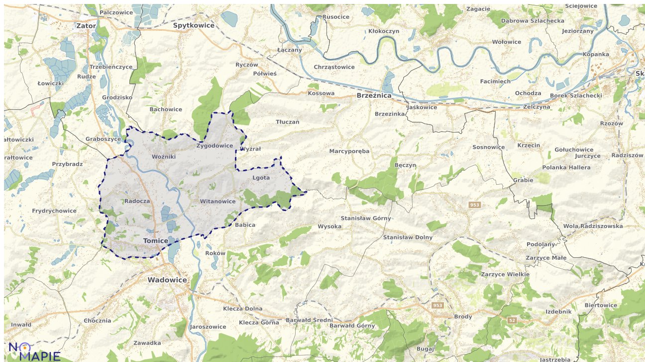 Mapa obszarów ochrony przyrody Tomic