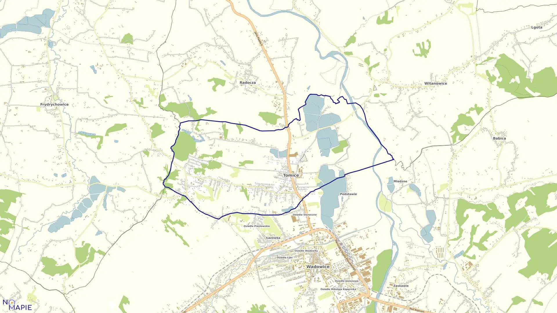 Mapa obrębu TOMICE w gminie Tomice
